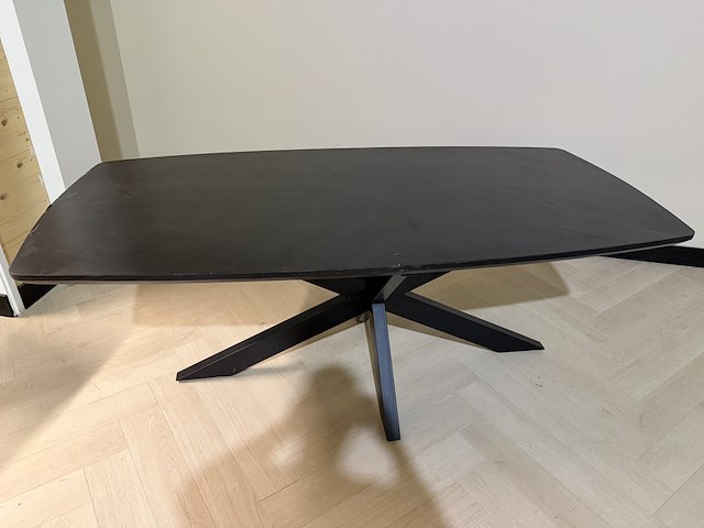 Eettafel – deens ovaal – visgraat – 200 cm – nieuw onderstel, richfield, zwart, 2025 - afbeelding 1 van  3