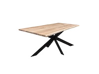 Eettafel eiken - boomstam - 240x100x76 cm - naturel - spinpoot 5x10 - 4 cm massief - afbeelding 2 van  2