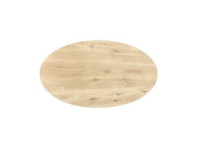 Eettafel eiken - ovaal - 180x90x76 cm - naturel - spinpoot 5x10 - 4 cm massief - afbeelding 1 van  3