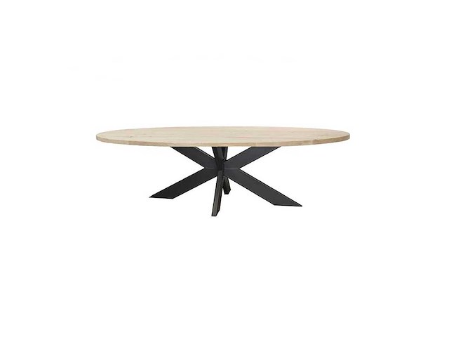Eettafel eiken - ovaal - 180x90x76 cm - naturel - spinpoot 5x10 - 4 cm massief - afbeelding 3 van  3
