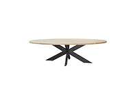 Eettafel eiken - ovaal - 200x110x76 cm - naturel - spinpoot 5x10 - 4 cm massief - afbeelding 2 van  2