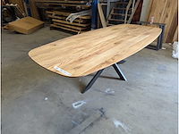 Eettafel eiken deen ovaal. 280 x 120 x 78cm. metalen spinpoot - afbeelding 1 van  3