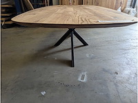 Eettafel eiken deen ovaal. 280 x 120 x 78cm. metalen spinpoot - afbeelding 2 van  3