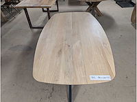 Eettafel eiken deens ovaal. 180 x 100 x 76cm. metalen spinpoot - afbeelding 3 van  3