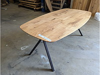 Eettafel eiken deens ovaal. 180 x 100 x 76cm. metalen y onderstel - afbeelding 1 van  3