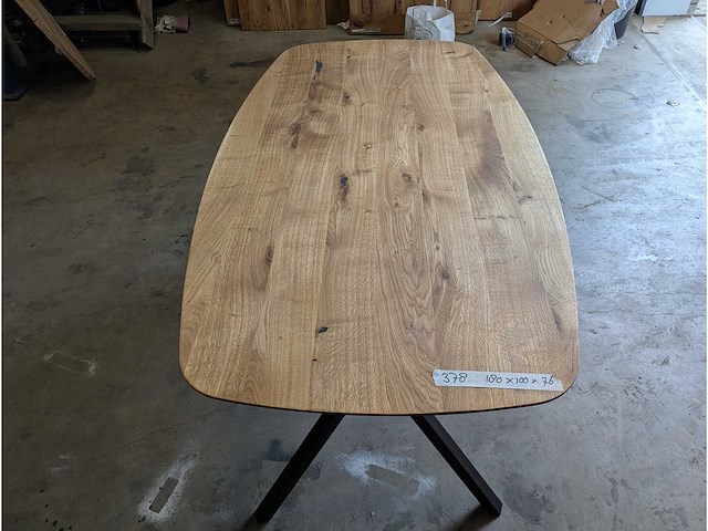Eettafel eiken deens ovaal. 180 x 100 x 76cm. metalen y onderstel - afbeelding 3 van  3