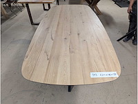 Eettafel eiken deens ovaal. 220 x 100 x 77cm. metalen spinpoot - afbeelding 3 van  3