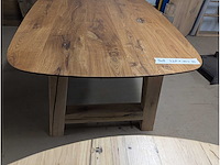 Eettafel eiken deens ovaal 220 x 110 x 77cm. houten a onderstel - afbeelding 2 van  3