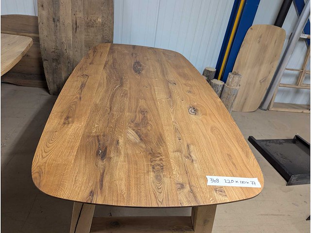 Eettafel eiken deens ovaal 220 x 110 x 77cm. houten a onderstel - afbeelding 3 van  3