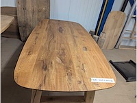 Eettafel eiken deens ovaal 220 x 110 x 77cm. houten a onderstel - afbeelding 3 van  3