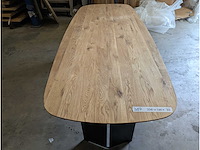 Eettafel eiken deens ovaal 240 x 100 x 76cm. metalen wang onderstel - afbeelding 3 van  3