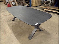 Eettafel eiken deens ovaal zwart 220 x 100 x 77cm