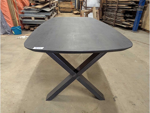 Eettafel eiken deens ovaal zwart 220 x 100 x 77cm - afbeelding 2 van  2