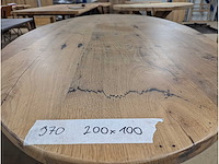 Eettafel eiken ovaal. epoxy. 200 x 100 x 76cm. metalen spinpoot - afbeelding 4 van  4