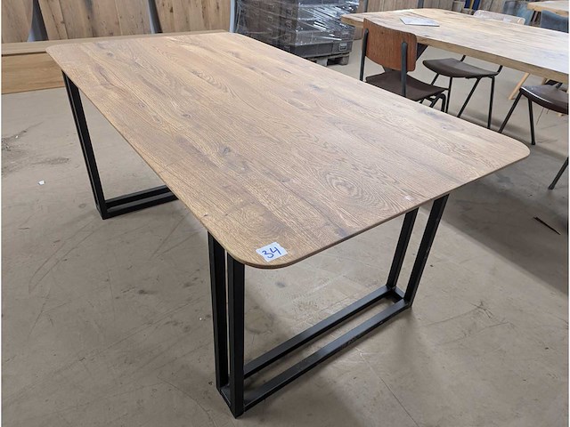 Eettafel eiken ronde hoeken verjongde rand 160x90cm - afbeelding 1 van  2