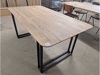 Eettafel eiken ronde hoeken verjongde rand 160x90cm - afbeelding 1 van  2
