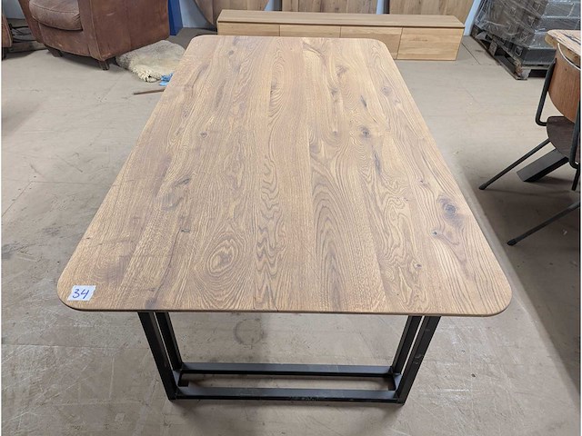 Eettafel eiken ronde hoeken verjongde rand 160x90cm - afbeelding 2 van  2