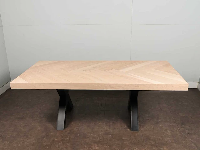 Eettafel eiken visgraat blad 180 x 98 cm - afbeelding 3 van  4