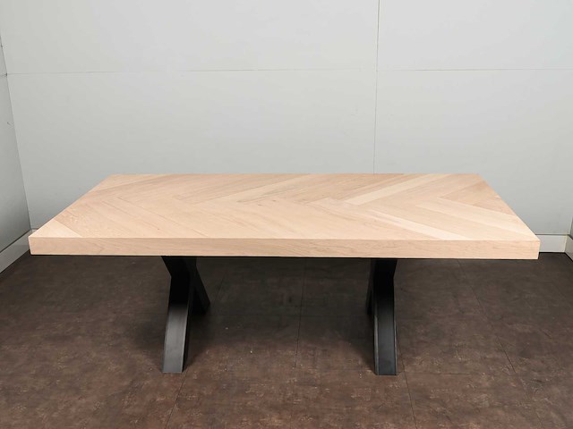Eettafel eiken visgraat blad 220 x 98 cm - afbeelding 3 van  4