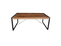 Eettafel, hout, zwart metalen onderstel - afbeelding 1 van  1