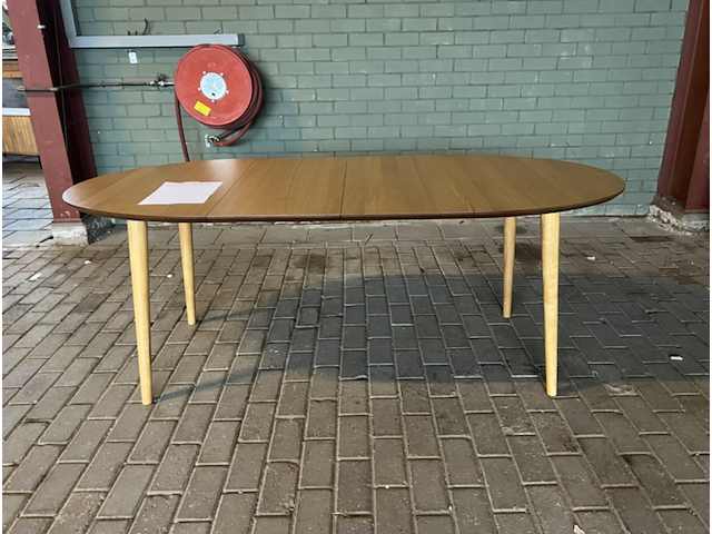 Eettafel kave home, oqui | uitschuifbaar | rond | eiken, bruin - afbeelding 2 van  6