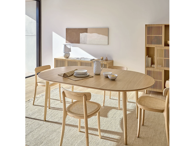 Eettafel, kave home, oqui | uitschuifbaar | rond | eiken, bruin - afbeelding 5 van  5