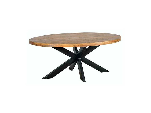 Eettafel mango - ovaal - 200x100x77 cm - naturel - spinpoot 5x10 - afbeelding 1 van  3