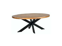 Eettafel mango - ovaal - 200x100x77 cm - naturel - spinpoot 5x10 - afbeelding 1 van  3