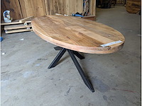 Eettafel mango ovaal 200 x 100 x 77cm. metalen spinpoot - afbeelding 1 van  3