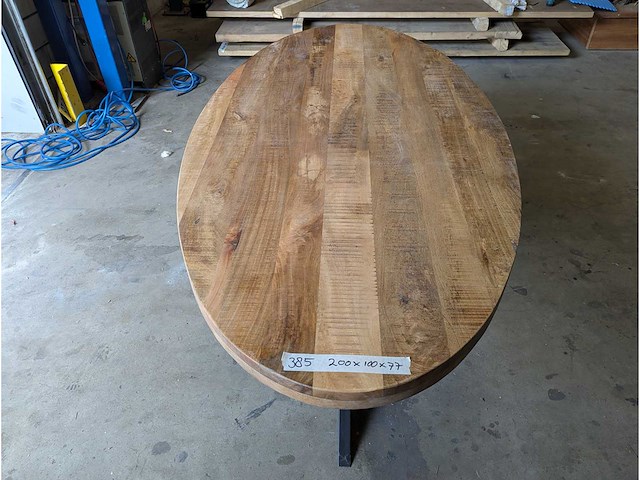 Eettafel mango ovaal 200 x 100 x 77cm. metalen spinpoot - afbeelding 3 van  3