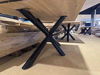 Eettafel, massief eiken, zwart metalen spinpoot - afbeelding 4 van  6