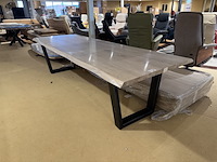 Eettafel, massief eiken, zwart metalen u-poot - afbeelding 1 van  6