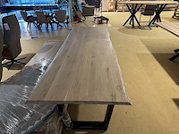 Eettafel, massief eiken, zwart metalen u-poot - afbeelding 6 van  6