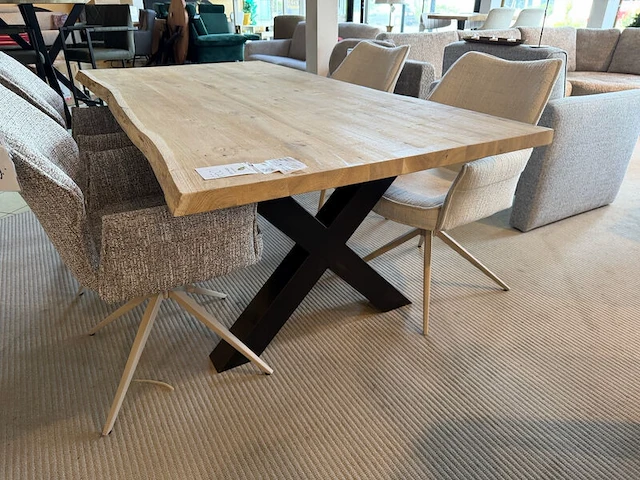Eettafel met zwart metalen x-poot naturel - afbeelding 2 van  6