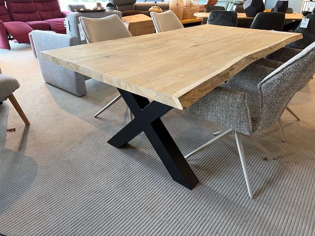 Eettafel met zwart metalen x-poot naturel - afbeelding 5 van  6