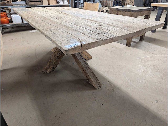 Eettafel oud eiken 190x100cm - afbeelding 1 van  2
