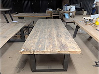 Eettafel oud eiken 200x100cm - afbeelding 2 van  2