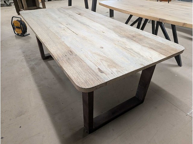 Eettafel oud eiken 200x100cm - afbeelding 1 van  3