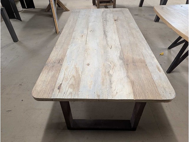 Eettafel oud eiken 200x100cm - afbeelding 2 van  3