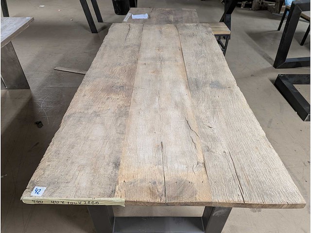 Eettafel oud eiken 220x100cm - afbeelding 2 van  2