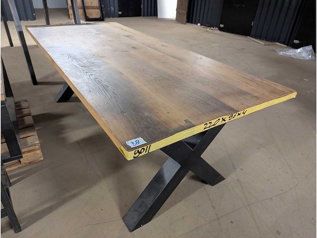 Eettafel oud eiken 220x100cm - afbeelding 1 van  2