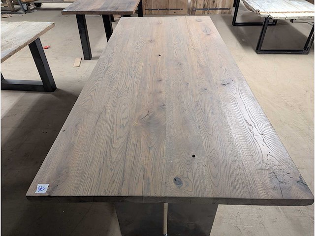 Eettafel oud eiken graywash 220x100cm - afbeelding 2 van  2