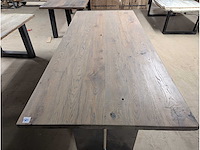 Eettafel oud eiken graywash 220x100cm - afbeelding 2 van  2