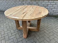 Eettafel oud eiken rond 120 cm. - afbeelding 1 van  3