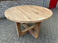 Eettafel oud eiken rond 120 cm. - afbeelding 3 van  3