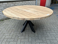 Eettafel oud eiken rond 140 cm. - afbeelding 3 van  3