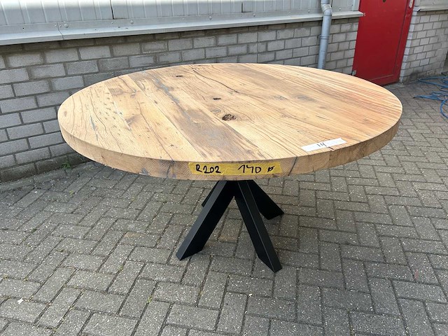 Eettafel oud eiken rond 140 cm. - afbeelding 3 van  3