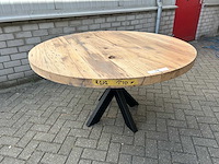 Eettafel oud eiken rond 140 cm. - afbeelding 3 van  3