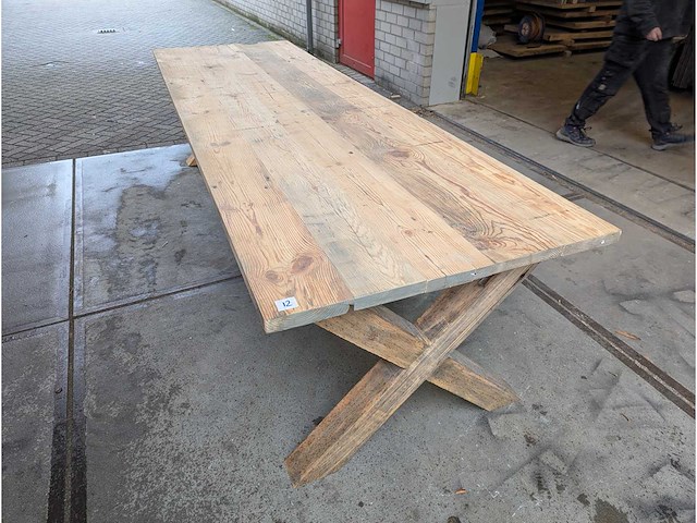 Eettafel oud grenen 300x95cm - afbeelding 1 van  2