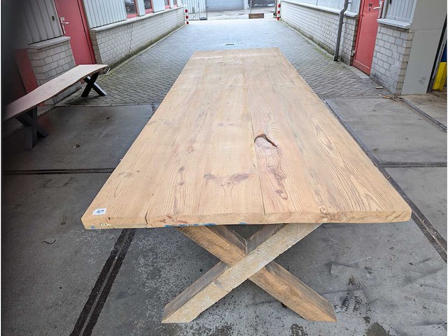 Eettafel oud grenen 350x110cm - afbeelding 2 van  3